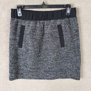 Ann Taylor Loft Skirt‎ Womens Small Gray Black Knit Mini Pull On Career Office